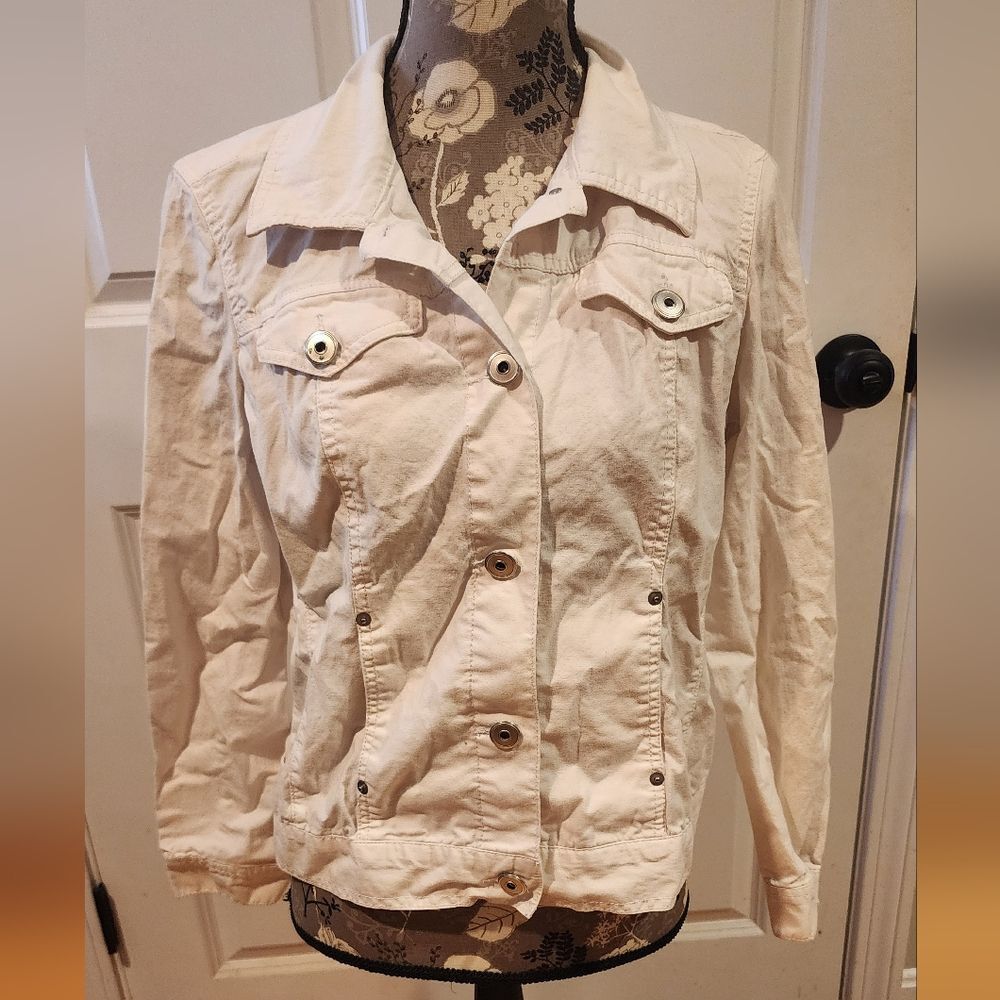 Baccini white lightweight button up jacket M